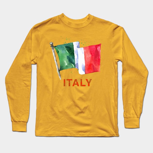 WATERCOLOR FLAG OF ITALY Long Sleeve T-Shirt by xposedbydesign